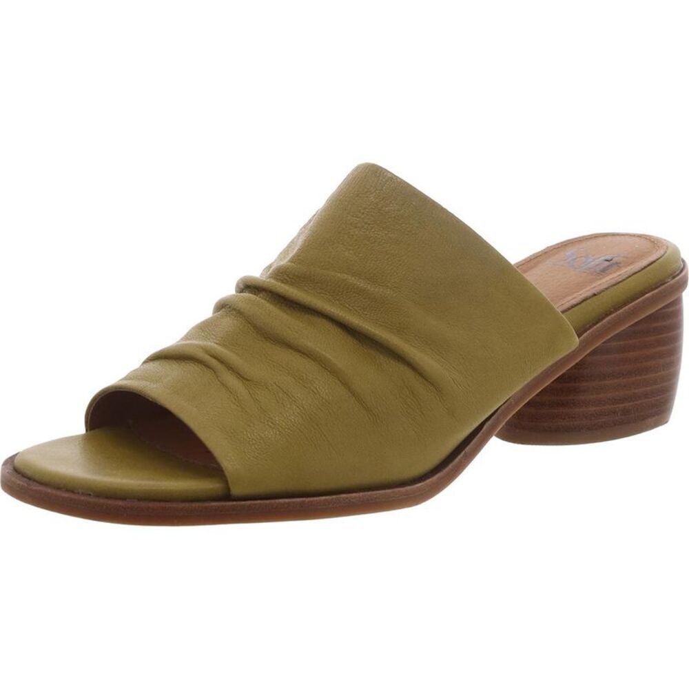 Sofft Olive Green Leather Open-Toe Slide Heel